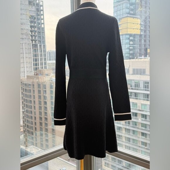🆕 KARL LAGERFELD 🧿 NWT Classic Long Sleeve Button Up Jacquard Mini Dress, Sz M - Picture 7 of 16